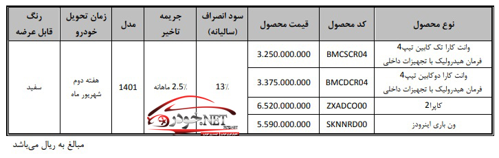 فروش وانت کارا